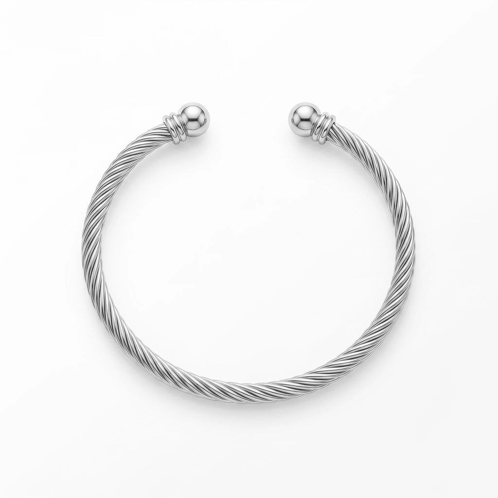 QIAOREN 10723 Trendy Rope Twist Pattern Chain & Link Bracelet 18K Gold Plated Stainless Steel Adjustable Unisex Everyday Staple