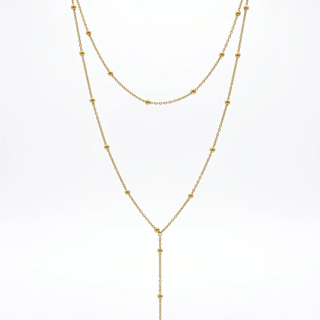 QIAOREN 10546 Trendy Geometric Link Chain Necklace 18K Gold Plated Stainless Steel Waterproof Tarnish Free Women's Jewelry