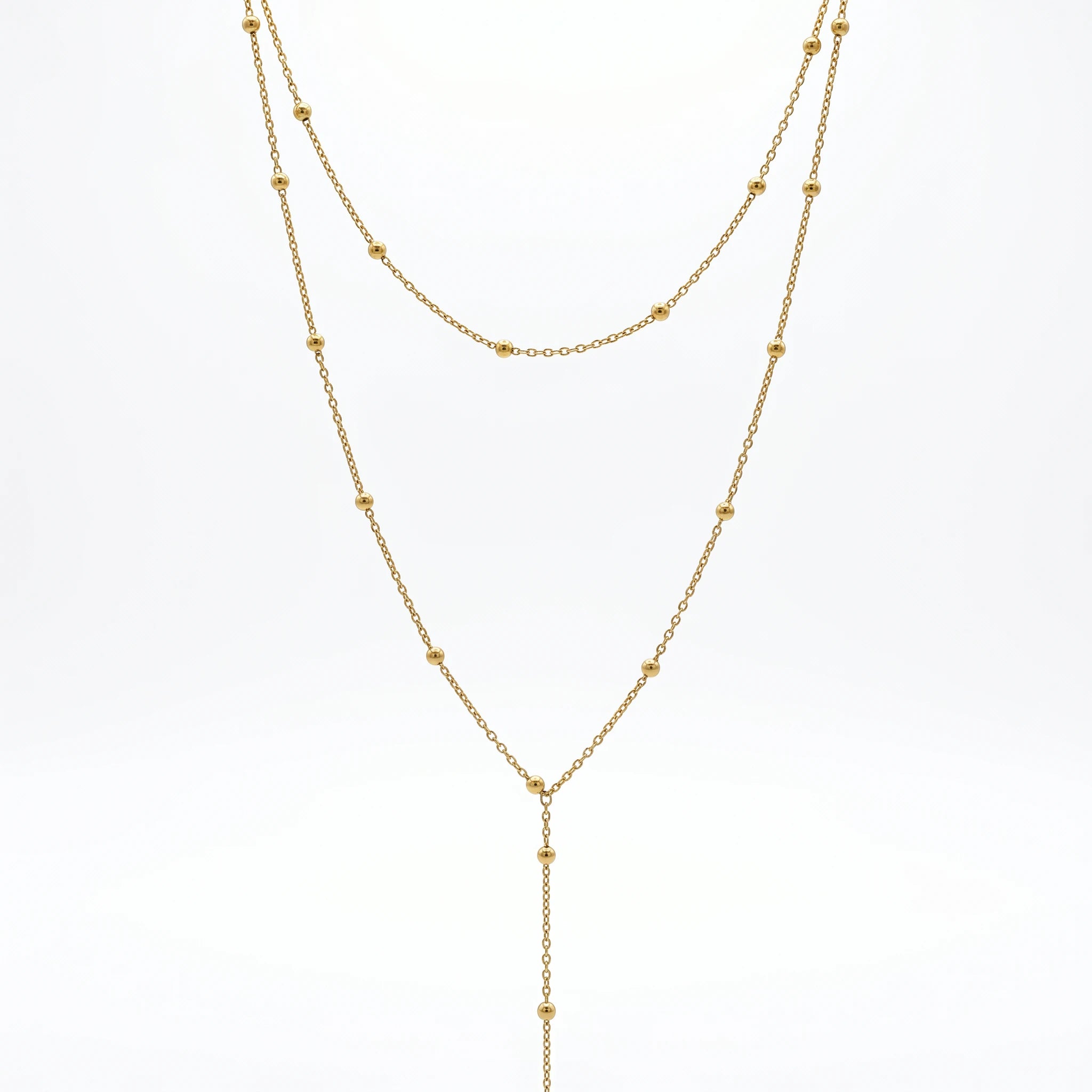 QIAOREN 10546 Trendy Geometric Link Chain Necklace 18K Gold Plated Stainless Steel Waterproof Tarnish Free Women's Jewelry