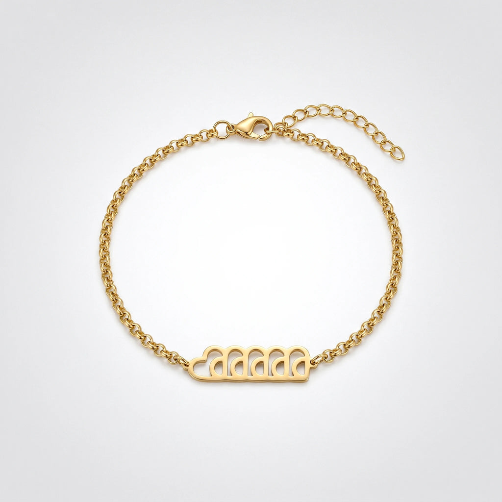 QIAOREN 11738 Boho Beach Heart Cutout Anklet 18K Gold Stainless Steel Foot Jewelry for Women