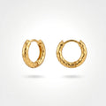 QIAOREN 12504  Elegant Quiet Luxury Molten Gold Huggie Earrings Stainless Steel Small Textured Statement Hoops EU