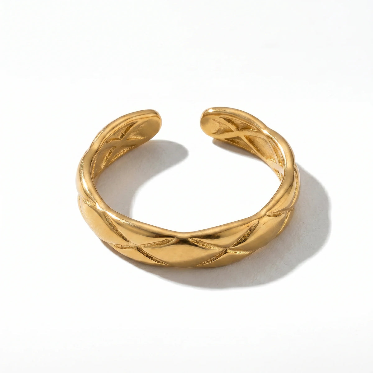 QIAOREN 18K PVD Plate Gold Stainless Steel Rings Set Tarnish Free Adjustable  Open Cuff Rings for Women Daily Jewelry