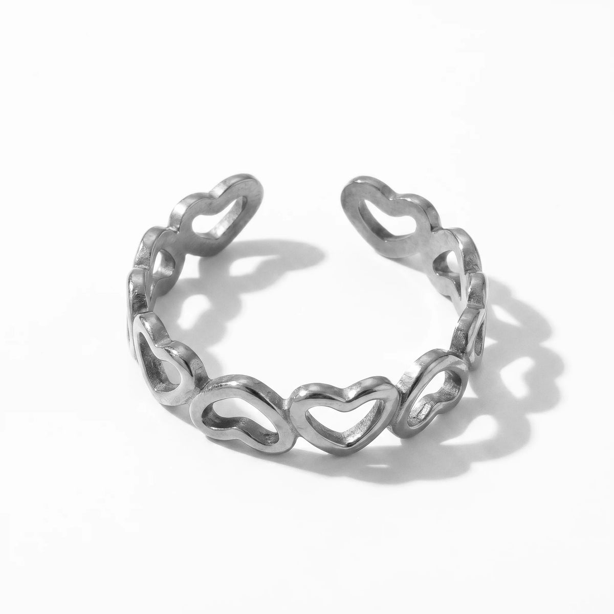 QIAOREN 5Pcs 18K Gold Plated Stainless Steel Rings Set Tarnish Free Adjustable Stackable Open Cuff Rings for Women