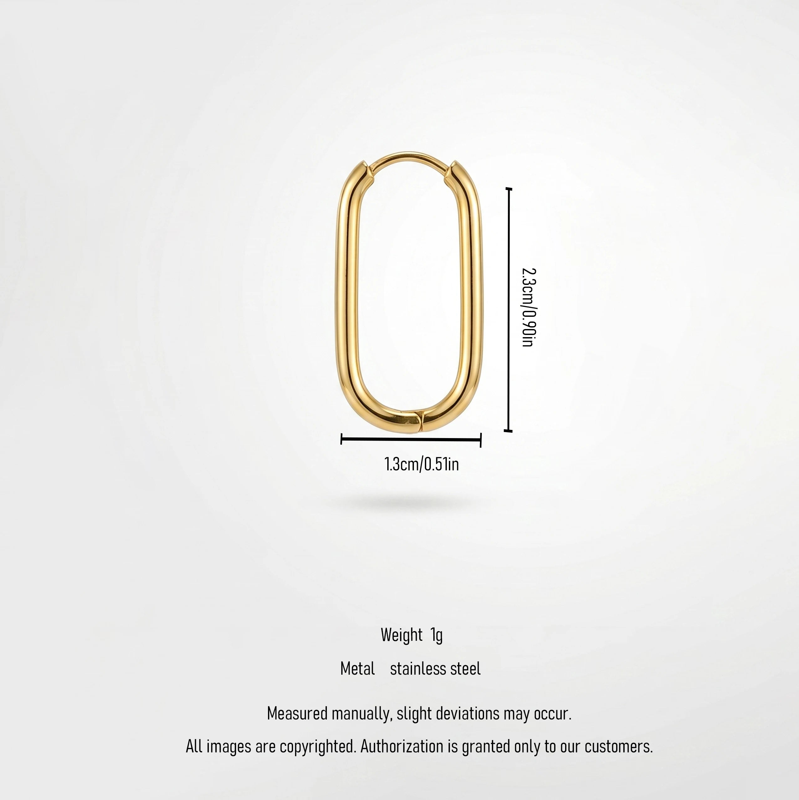 QIAOREN 12601 High Polished Long Oval Tube Ear Buckle Waterproof Stainless Steel 18K Gold  Hoops Anti-allergy Trendy Accessory