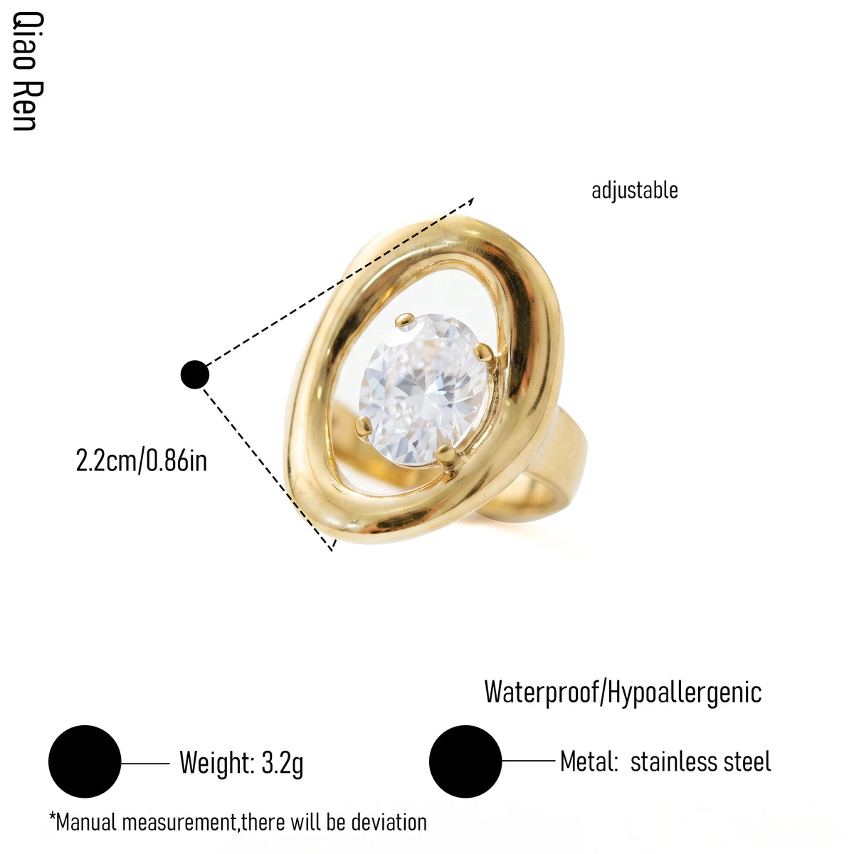 QIAOREN 14262-68 Vintage Floral Spiral Leaf Open Cuff Ring Collection, Adjustable Stackable Statement Rings with Zircon