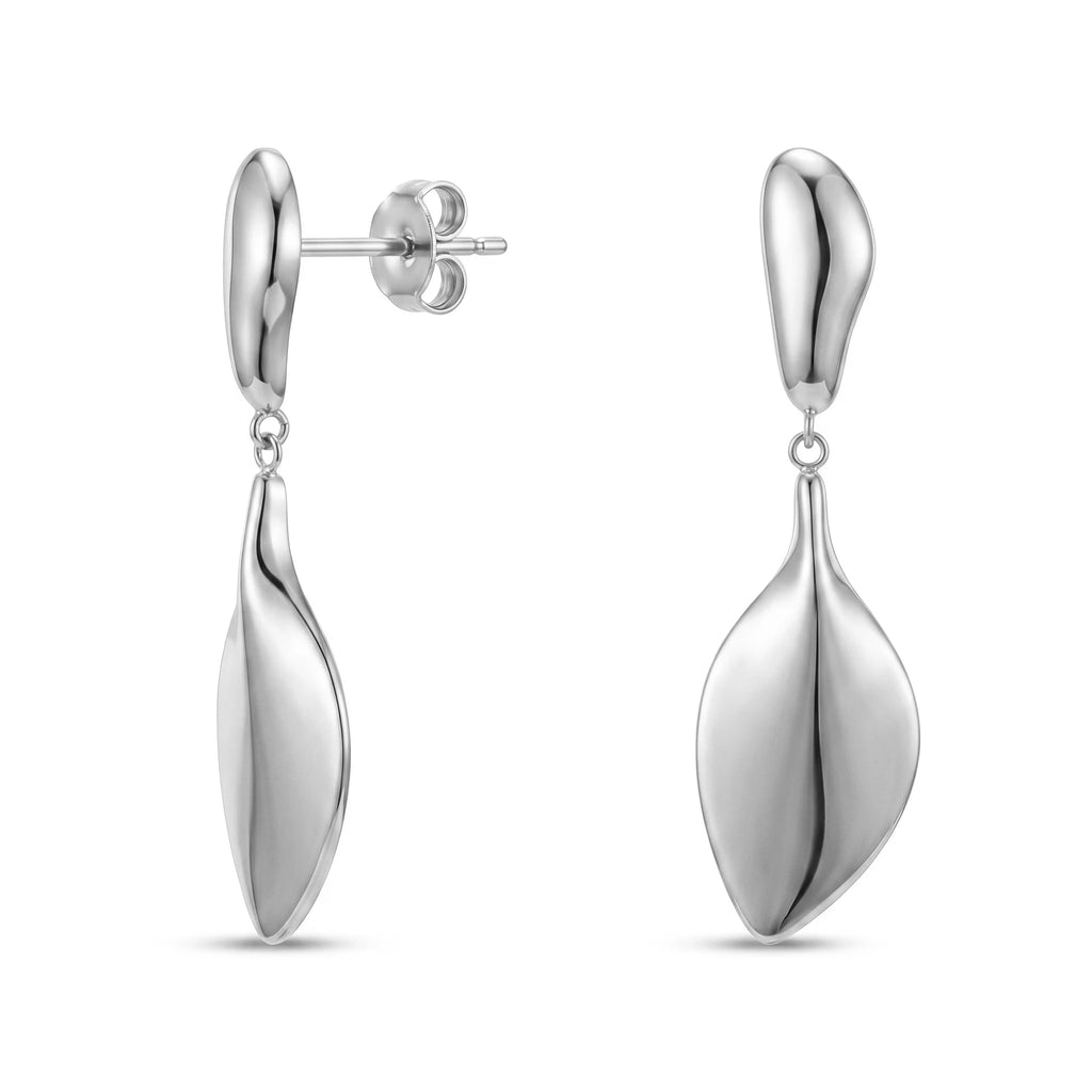 QIAOREN 10909 Wholesale Bulk Stainless Steel Leaf Stud Earrings 18K Gold Silver Hypoallergenic Trendy Party Earrings for Women