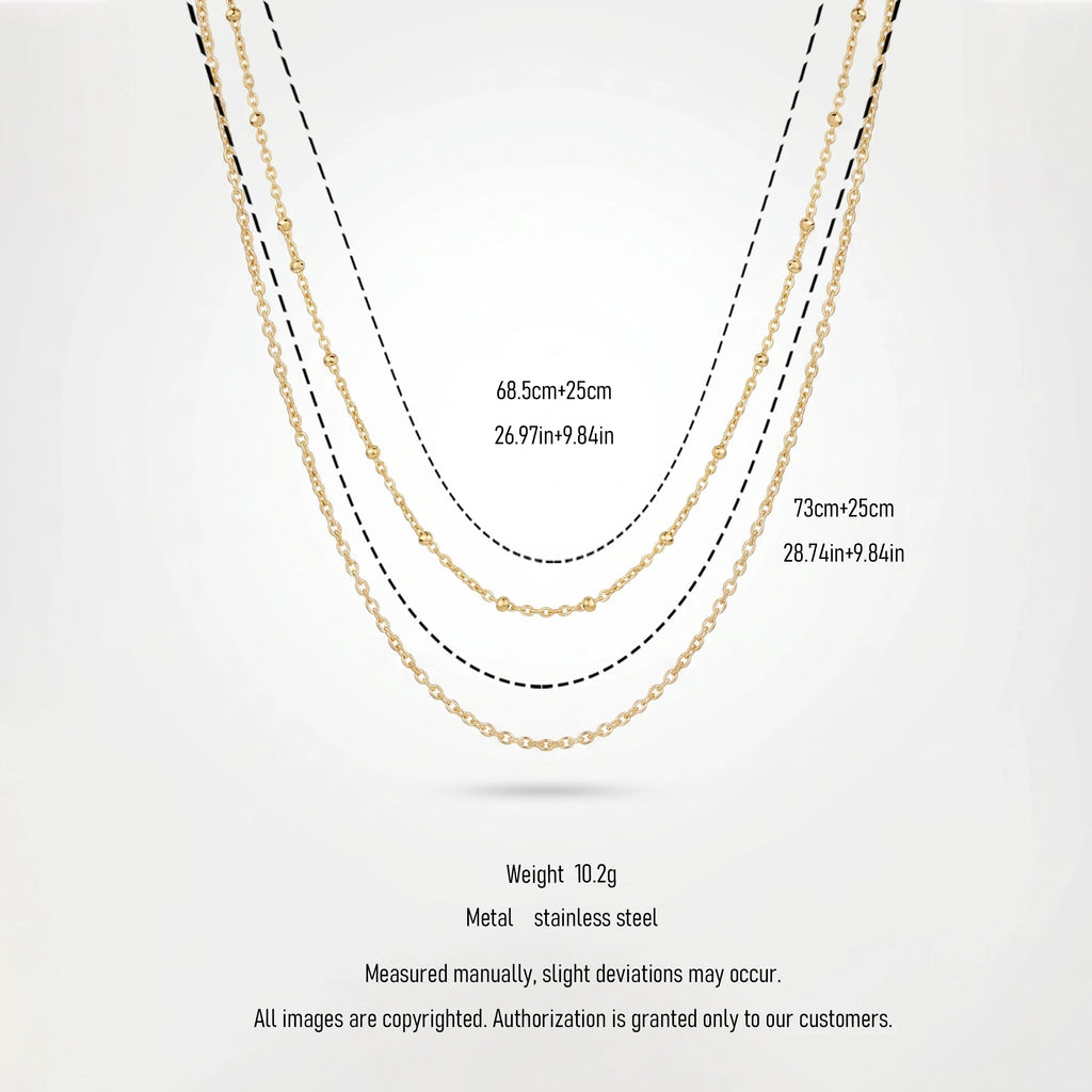 QIAOREN 11499 18K Gold Plated Double Layered Beaded Waist Chain Stainless Steel Tarnish Free Waterproof