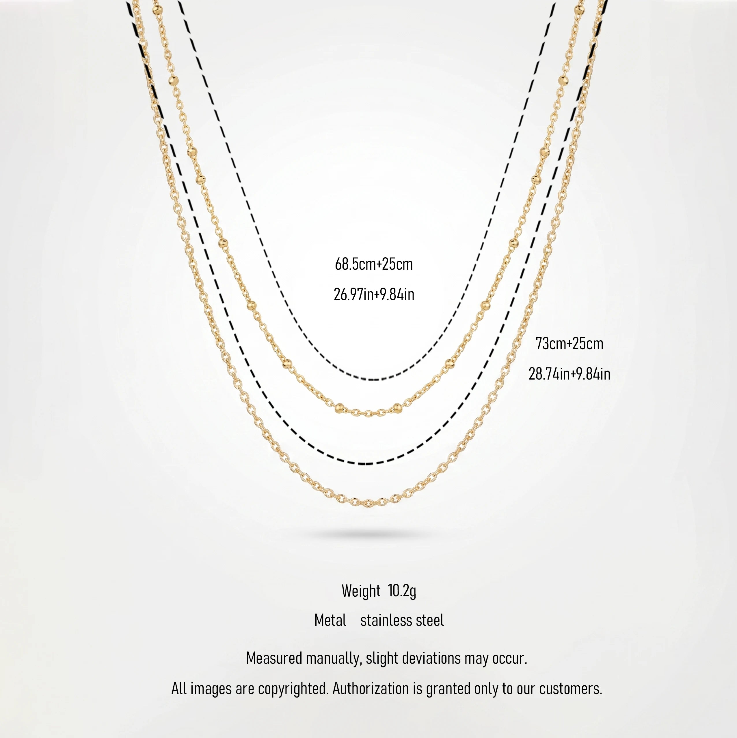 QIAOREN 11499 18K Gold Plated Double Layered Beaded Waist Chain Stainless Steel Tarnish Free Waterproof