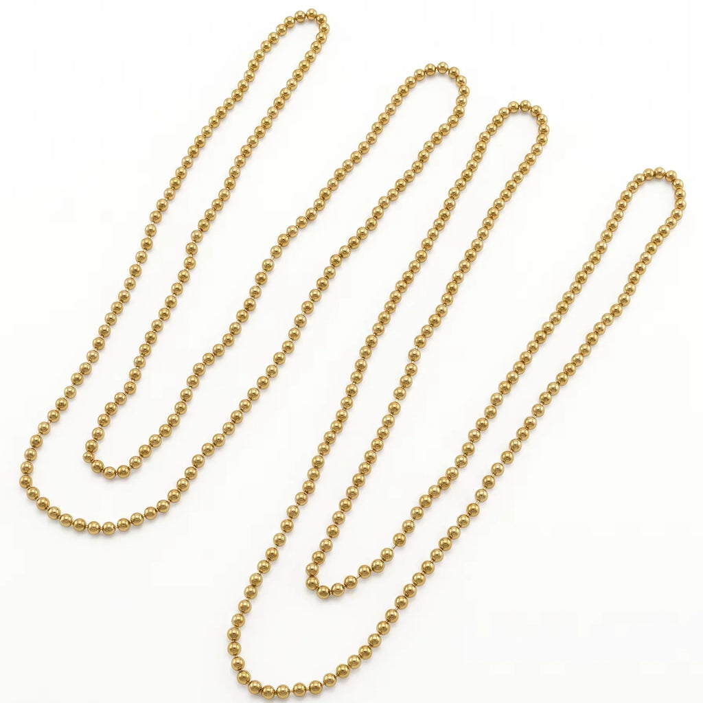 QIAOREN 11845 Minimalist Chunky Gold Bead Chain Choker 18K Gold Stainless Steel Sleek Polished Everyday Wear Layering Jewelry