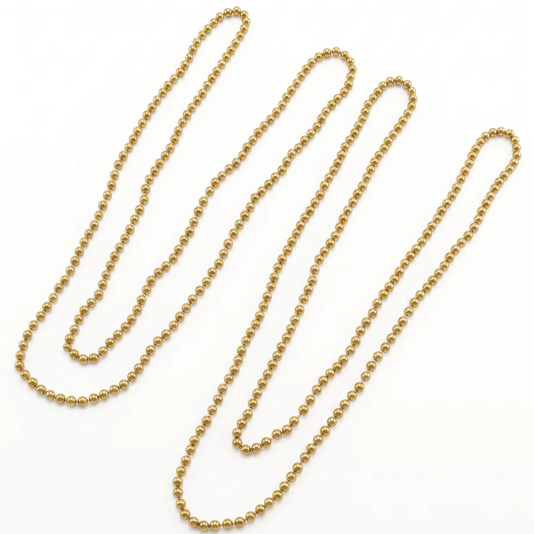 QIAOREN 11845 Minimalist Chunky Gold Bead Chain Choker 18K Gold Stainless Steel Sleek Polished Everyday Wear Layering Jewelry