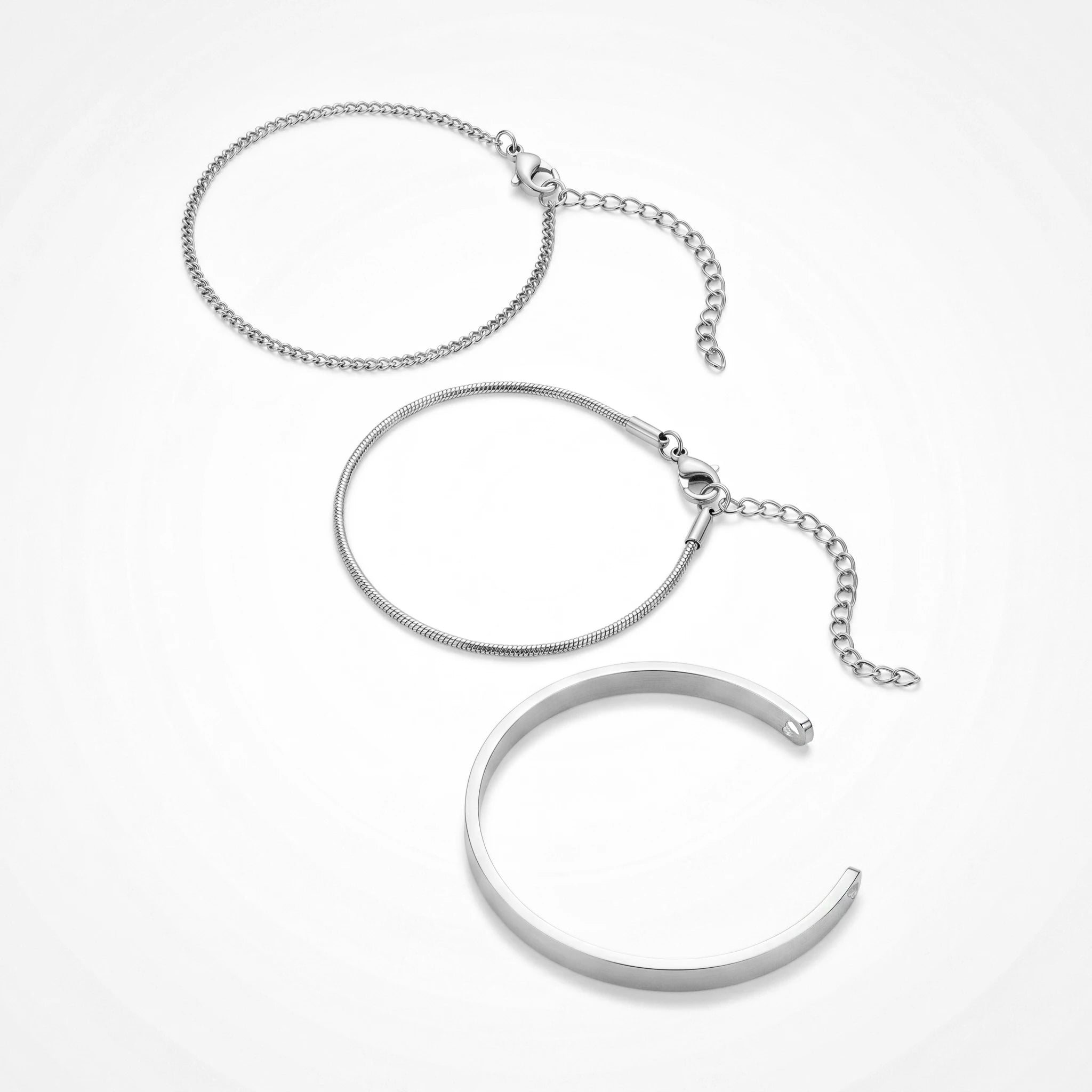 QIAOREN 10545 18K Gold Plated Stainless Steel Oval Link Bracelet Set Women's Hypoallergenic Waterproof Tarnish Free Jewelry