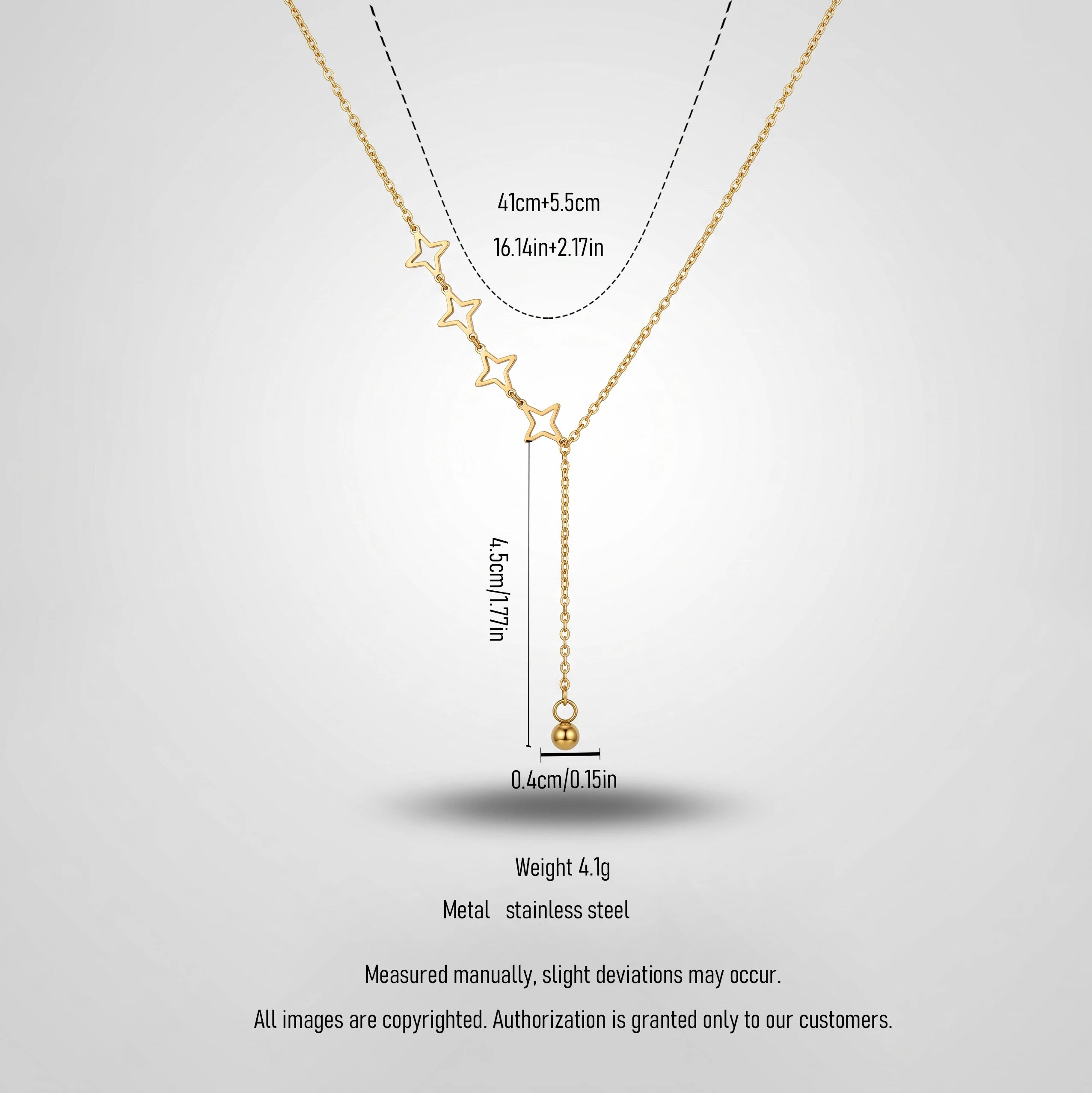 QIAOREN 13959 Stainless Steel Star Y Necklace Gold Dainty Layered Pendant Chain Minimalist Jewelry for Women