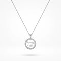 QIAOREN 12235 Trendy CZ Pave Mama Necklace Gold Stainless Steel Circle Mother's Day Gift Flower Pendant Jewelry for Women US EU
