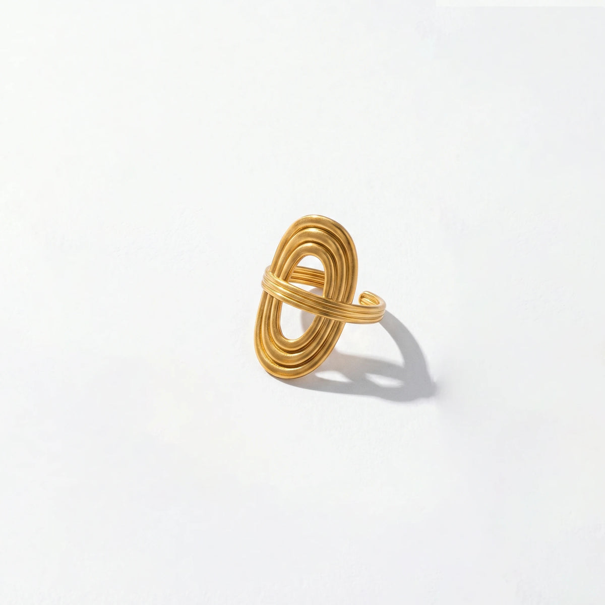 QIAOREN 10707 You & Me Engraved Gold Ring Set - 5Pcs Hypoallergenic Stainless Steel Open Rings