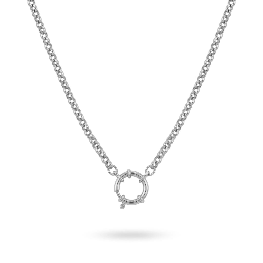 QIAOREN 11333 18K Gold Plated Solid Bean Chain Choker Necklace Stainless Steel Tarnish Free Waterproof Jewelry