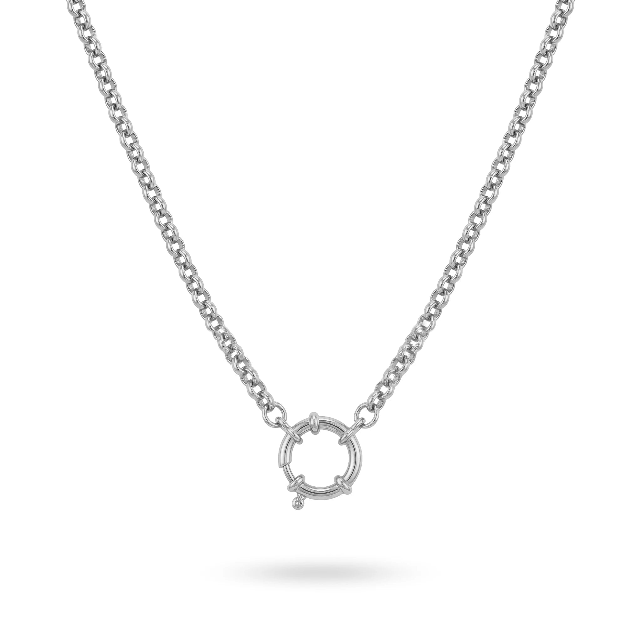 QIAOREN 11333 18K Gold Plated Solid Bean Chain Choker Necklace Stainless Steel Tarnish Free Waterproof Jewelry