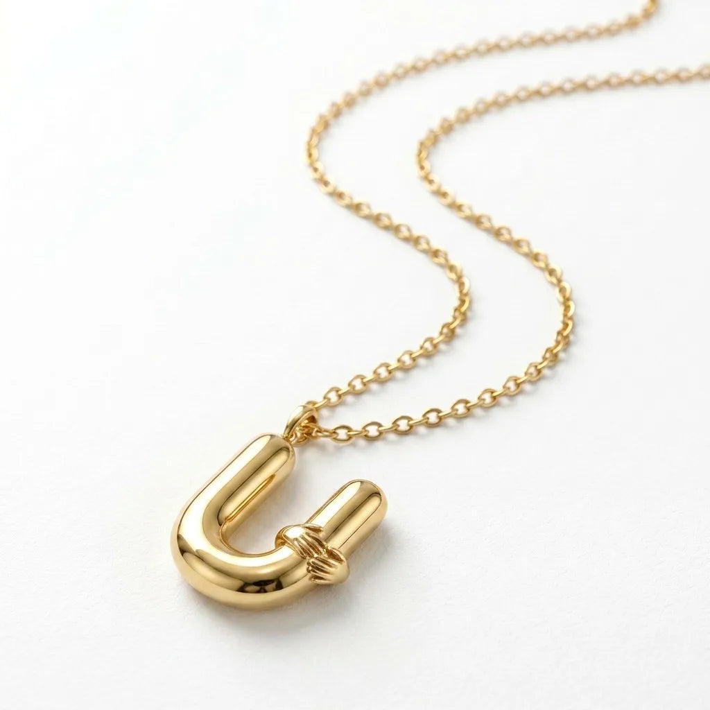 QIAOREN A-Z 26 Letter Initial Necklace Stainless Steel Gold Silver Alphabet Pendant Personalized Name Jewelry Gift for Women