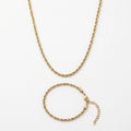 QIAOREN 11497 Minimalist Unisex Twisted Rope Chain Jewelry Set 18K Gold Plated Stainless Steel Daily Wear
