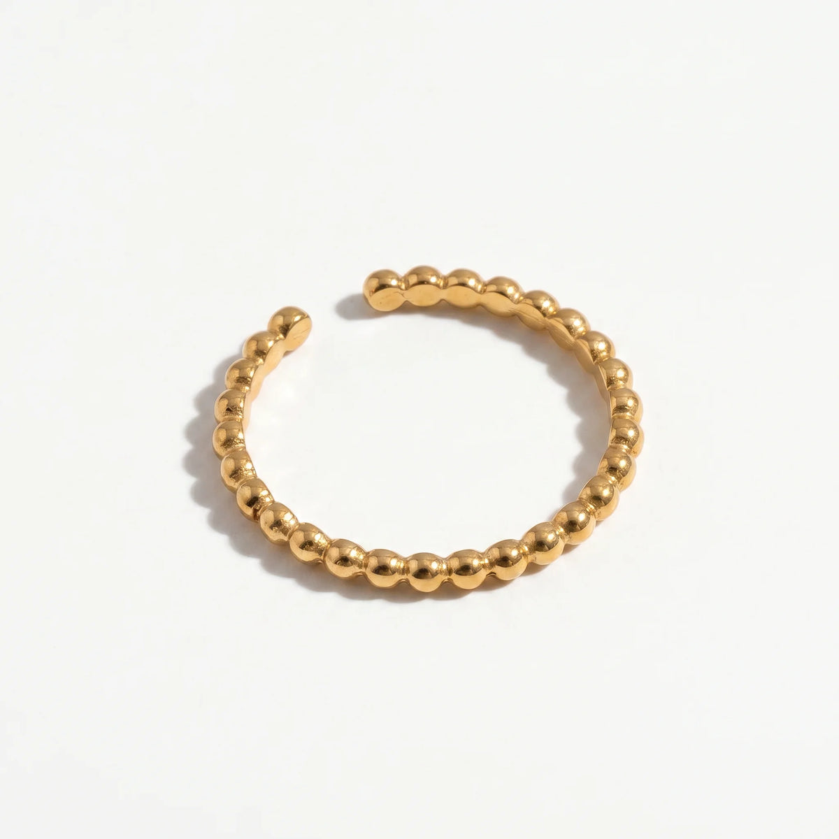 QIAOREN Stainless Steel Stackable Rings Set PVD Gold Plated Adjustable Open Ring Jewelry for Women