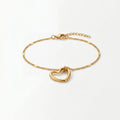 QIAOREN Hypoallergenic Waterproof Stainless Steel Bracelet Dainty Hollow Heart 18K Gold Plated Tarnish Free Fashion Jewelry