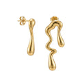 QIAOREN 10951 Modern Asymmetrical Teardrop Earrings, 18K Gold/Silver Plated Stainless Steel Artistic Statement Jewelry