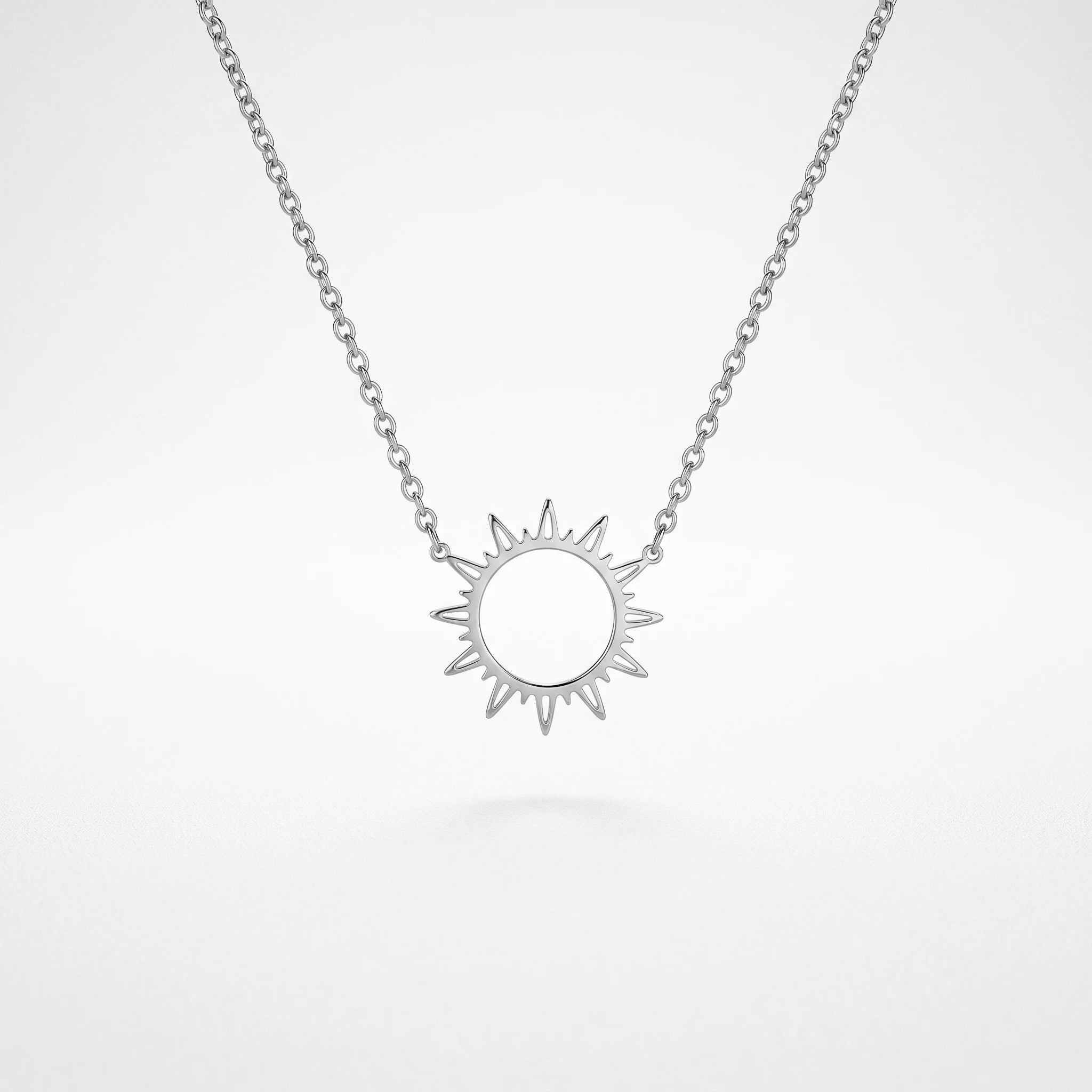 QIAOREN 11755 Bohemian Sun Pendant Necklace 18K Gold Stainless Steel Beach-Ready Boho Jewelry