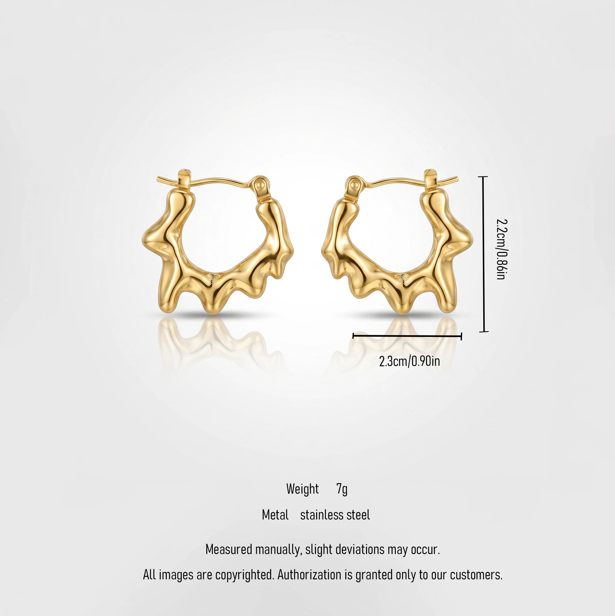 QIAOREN 13260 18K Gold PVD Plated Stainless Steel Hollow Four Pointed Wave Earrings Smooth Polished Wave