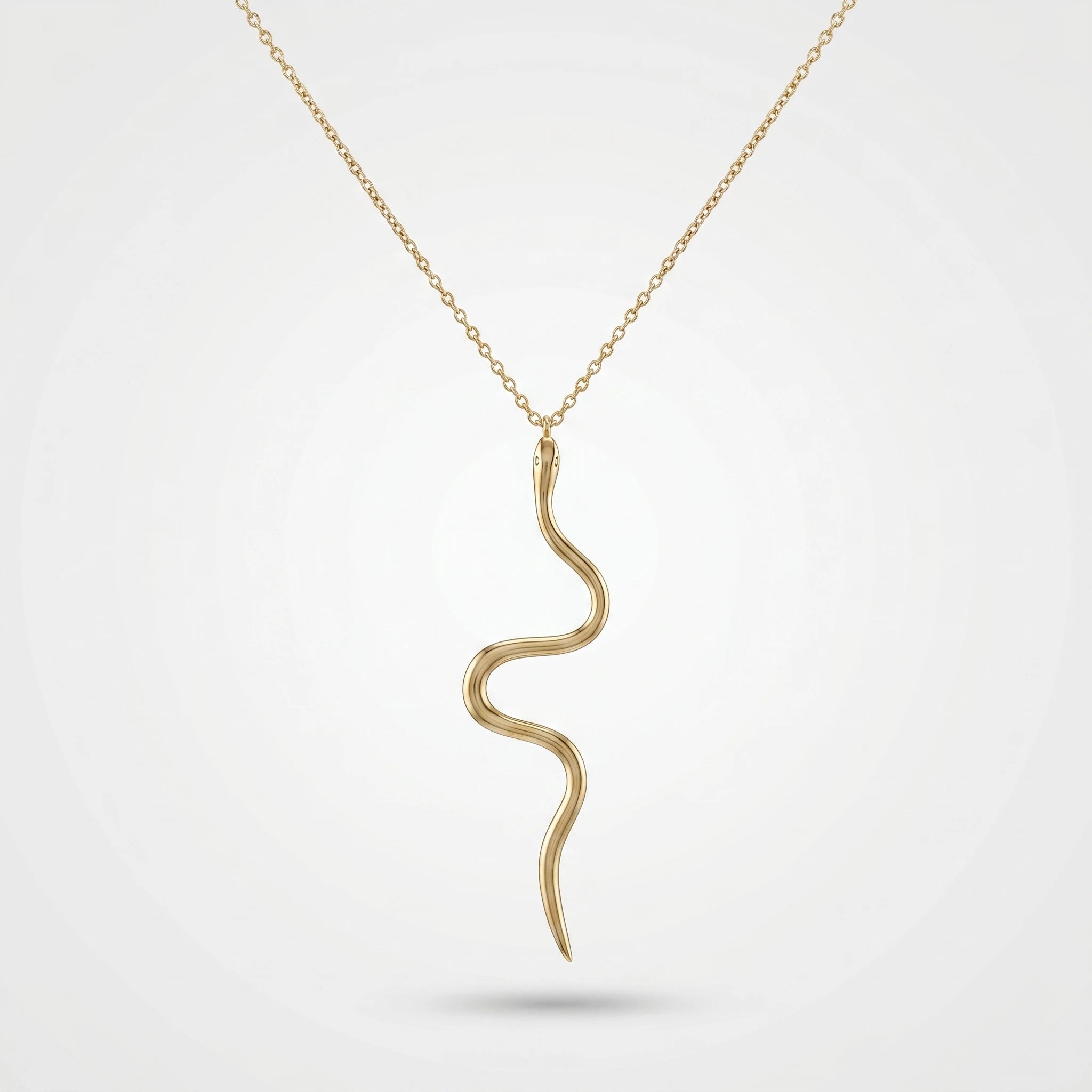 QIAOREN 11241 Delicate Edgy Snake Pendant Necklace 18K Gold Plated Stainless Steel Everyday Wear Jewelry for Women