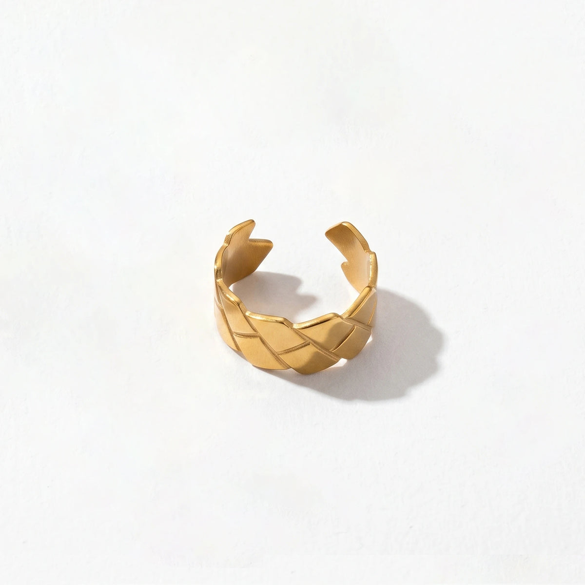 QIAOREN 10706 18K Gold Plated Stainless Steel Waterproof Open Ring Set | 5Pcs Adjustable Stackable Rings