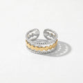 QIAOREN 13036-40 Gold Silver Plated Adjustable Open Stack Ring Set for Women Minimalist Geometric Statement Rings