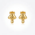 QIAOREN 13242 18K Gold Plated Stainless Steel Mini Mushroom Stud Earrings Cute Polished Spot Mushroom Earring