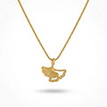 QIAOREN 13716 Snake Chain Pendant Necklace with Solid Gourd Charm Engraved Chinese Fu Character, Polished Gloss Gold