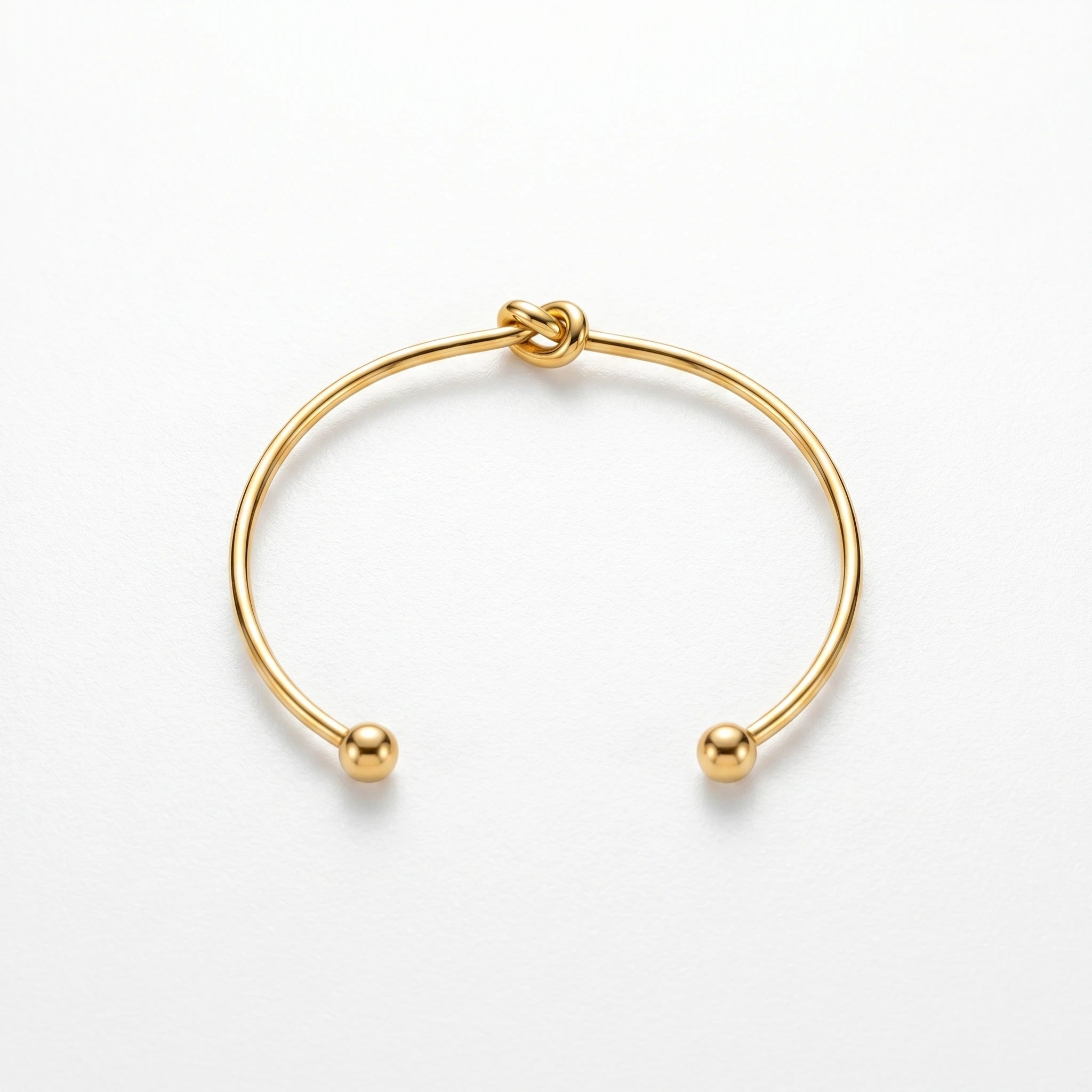 QIAOREN 10592 Love Knot Open Cuff Bangle 18K Gold Plated Stainless Steel Waterproof Tarnish Free Jewelry for Women