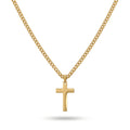 QIAOREN 11361 Tarnish Resistant Waterproof 18K Gold Plated Stainless Steel Thick Cuban Cross Pendant Necklace