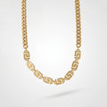 QIAOREN 13525 Mixed Chain Chunky Cuban & Greek Key Link Choker Necklace, Retro Geometric Pattern Gold Stack Neck Jewelry Gift