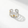 QIAOREN 13010-15 Gold Silver Plated Adjustable Open Stack Ring Set for Women Minimalist Geometric Statement Rings