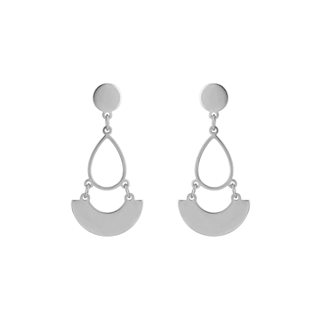 QIAOREN11862 Trendy Boho Geometric Teardrop Semi-Circle Dangle Earrings Stainless Steel Gold Layered Drop Jewelry for Women US