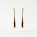 QIAOREN 12764 Stainless Steel Long Teardrop Drop Earrings Polished Gold Wire Hook Water Dangle Elegant Women Daily Jewelry Gift