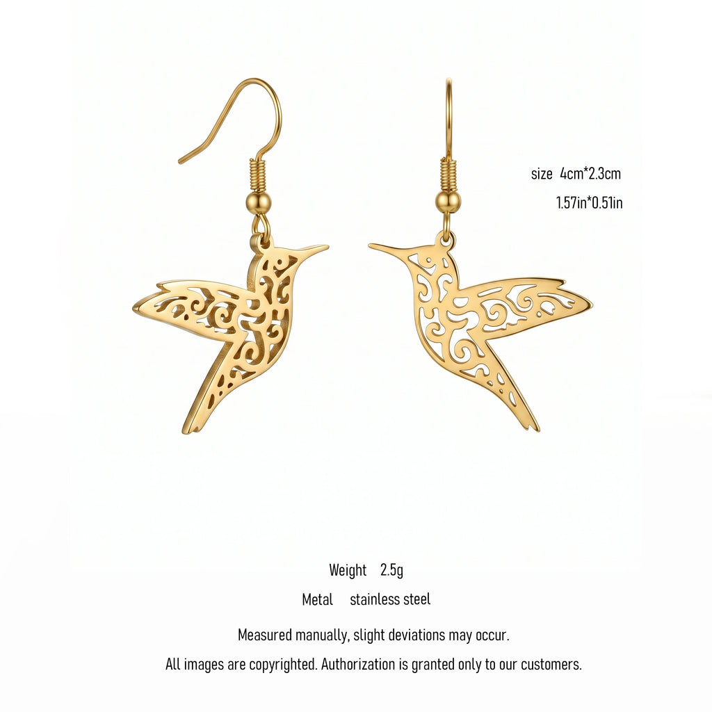 QIAOREN 10955 Hypoallergenic Stainless Steel Women's Trendy Party Earrings 18K Gold Plated Waterproof Tarnish Resistant Earrings
