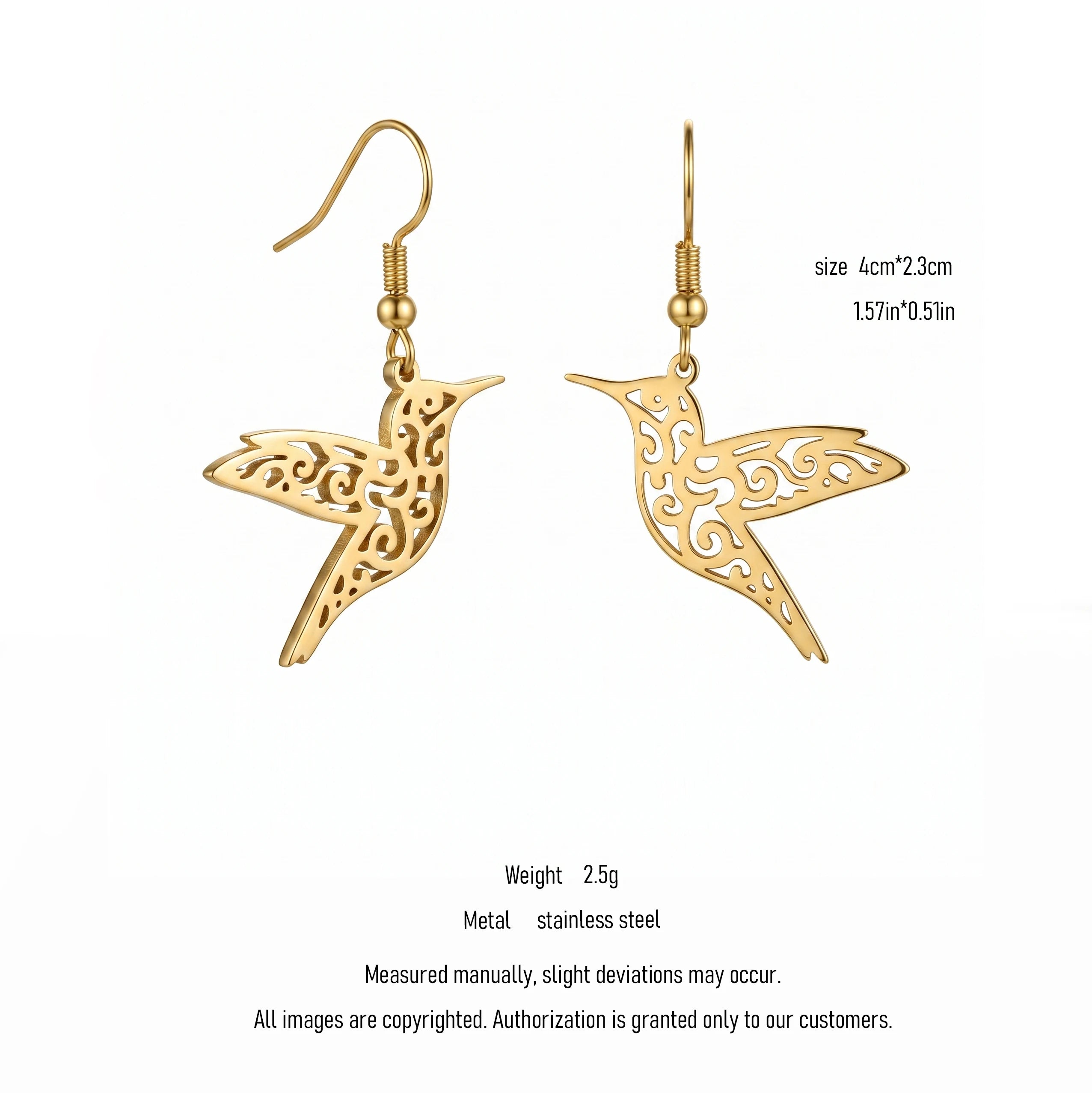 QIAOREN 10955 Hypoallergenic Stainless Steel Women's Trendy Party Earrings 18K Gold Plated Waterproof Tarnish Resistant Earrings