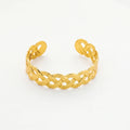 QIAOREN 12727 Vintage Celtic Twisted Woven Wide Cuff Bangle Hypoallergenic Stainless Steel Gold Bracelet Birthday Gift