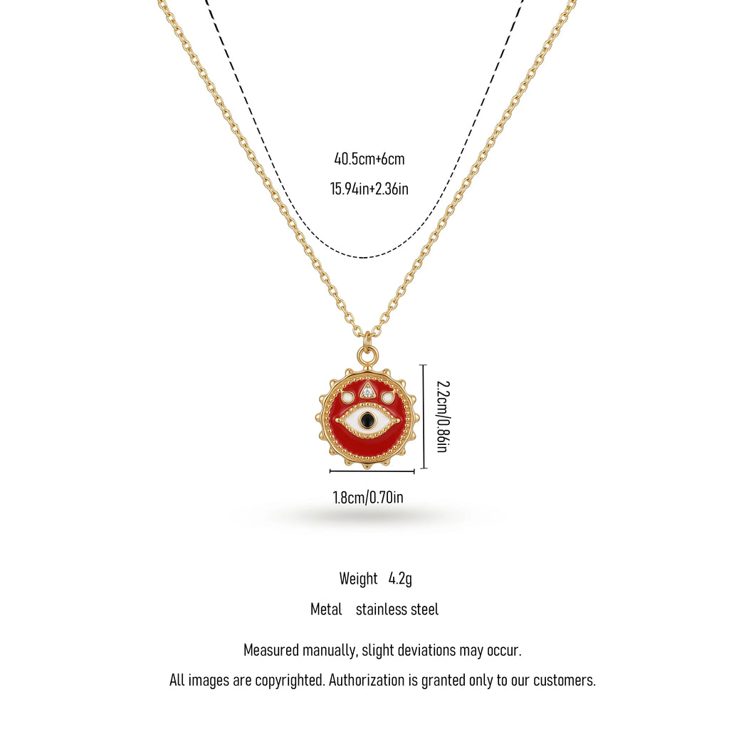 QIAOREN 12813 18K Gold Plated Necklace, Waterproof Tarnish Free Stainless Steel Protection Medallion Jewelry for Women