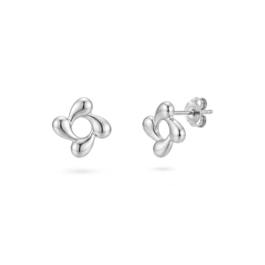 QIAOREN 13965-66 Stainless Steel Flower Stud Earrings Gold Floral Earrings Minimalist Dainty Jewelry for Women