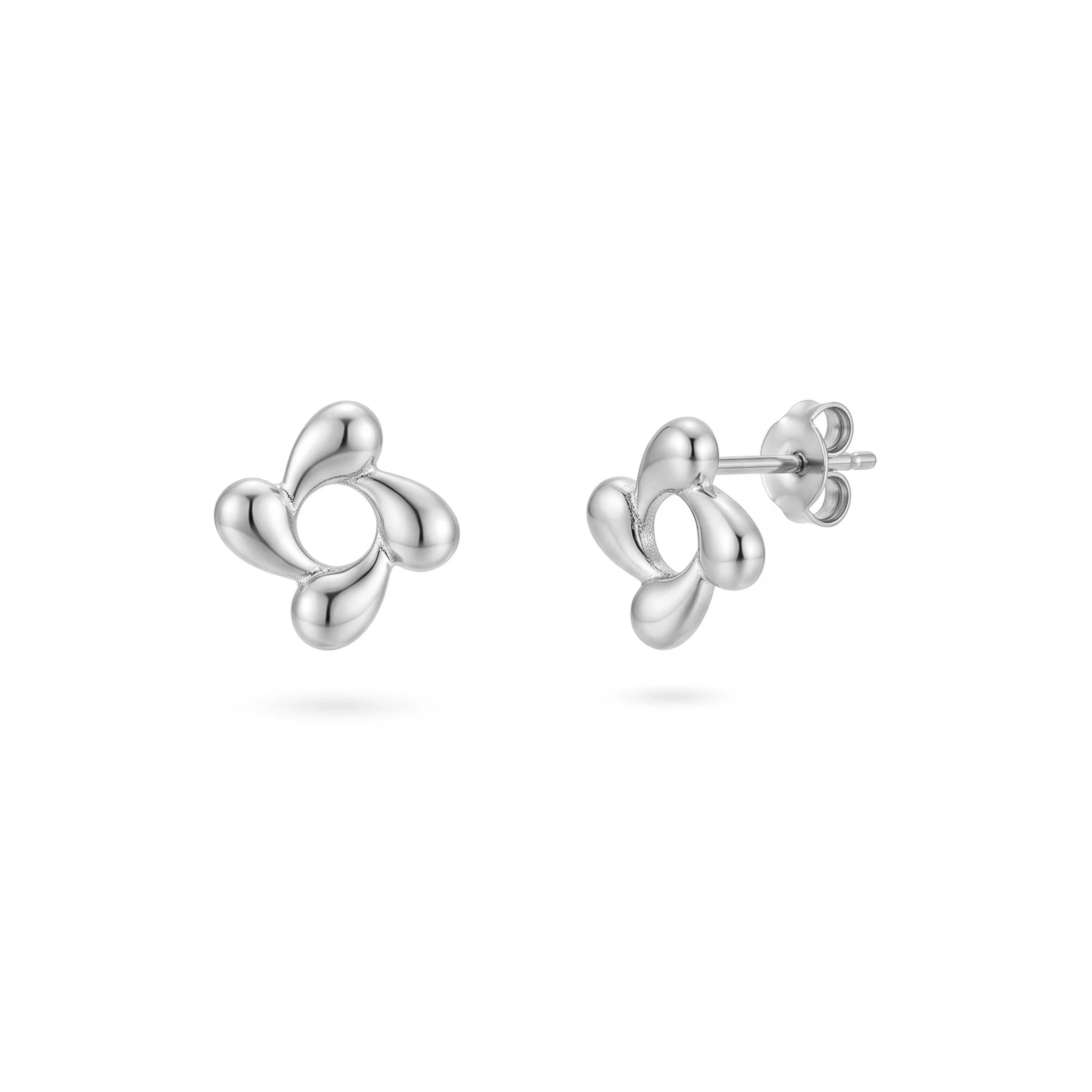 QIAOREN 13965-66 Stainless Steel Flower Stud Earrings Gold Floral Earrings Minimalist Dainty Jewelry for Women