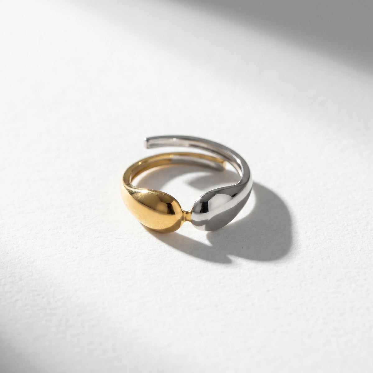 QIAOREN 12998-01 Gold Silver Plated Adjustable Open Stack Ring Set for Women Minimalist Geometric Statement Rings