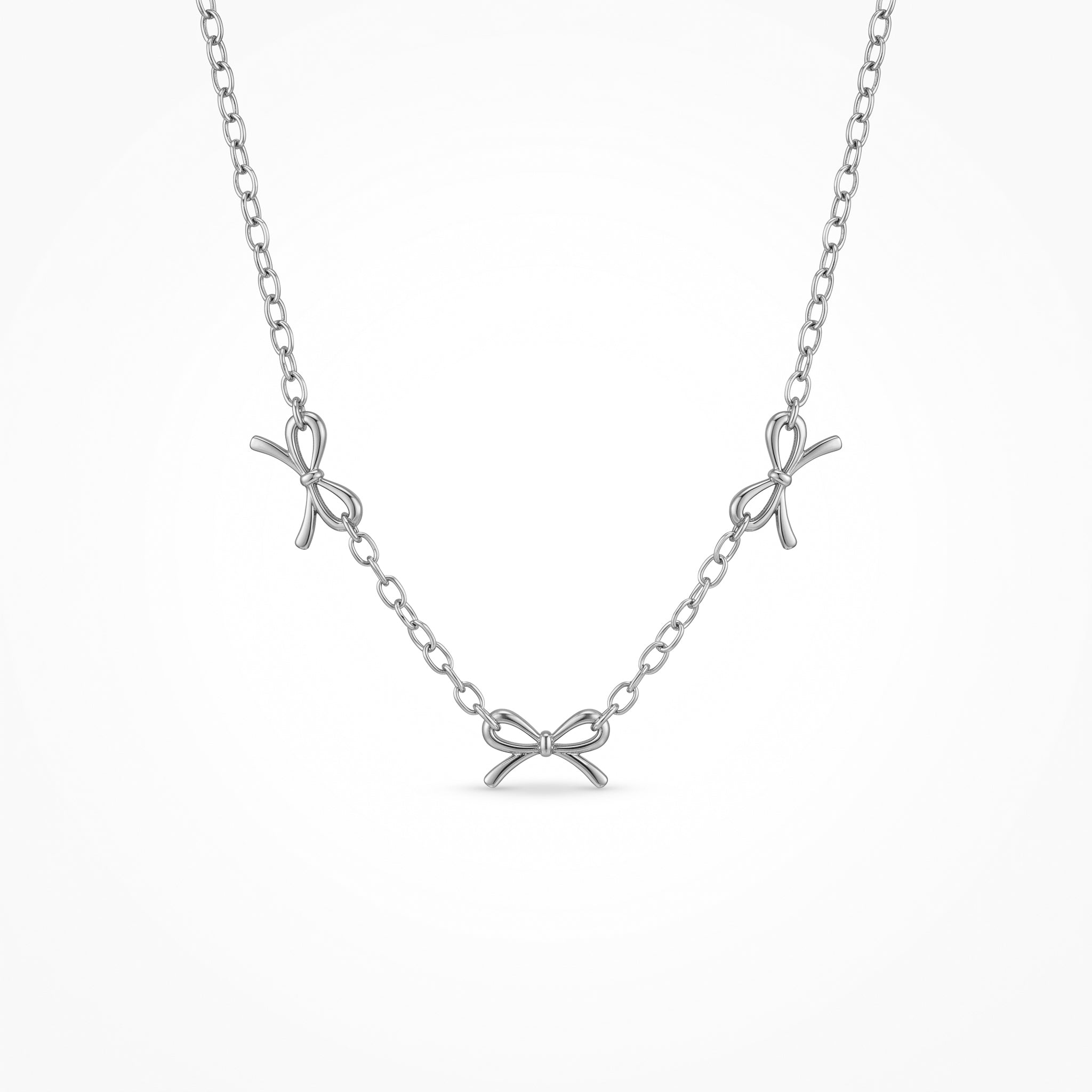 QIAOREN 12868 18K Gold Plated Coquette Bow Necklace, Waterproof Tarnish Free Stainless Steel Ribbon Charm Jewelry for Women