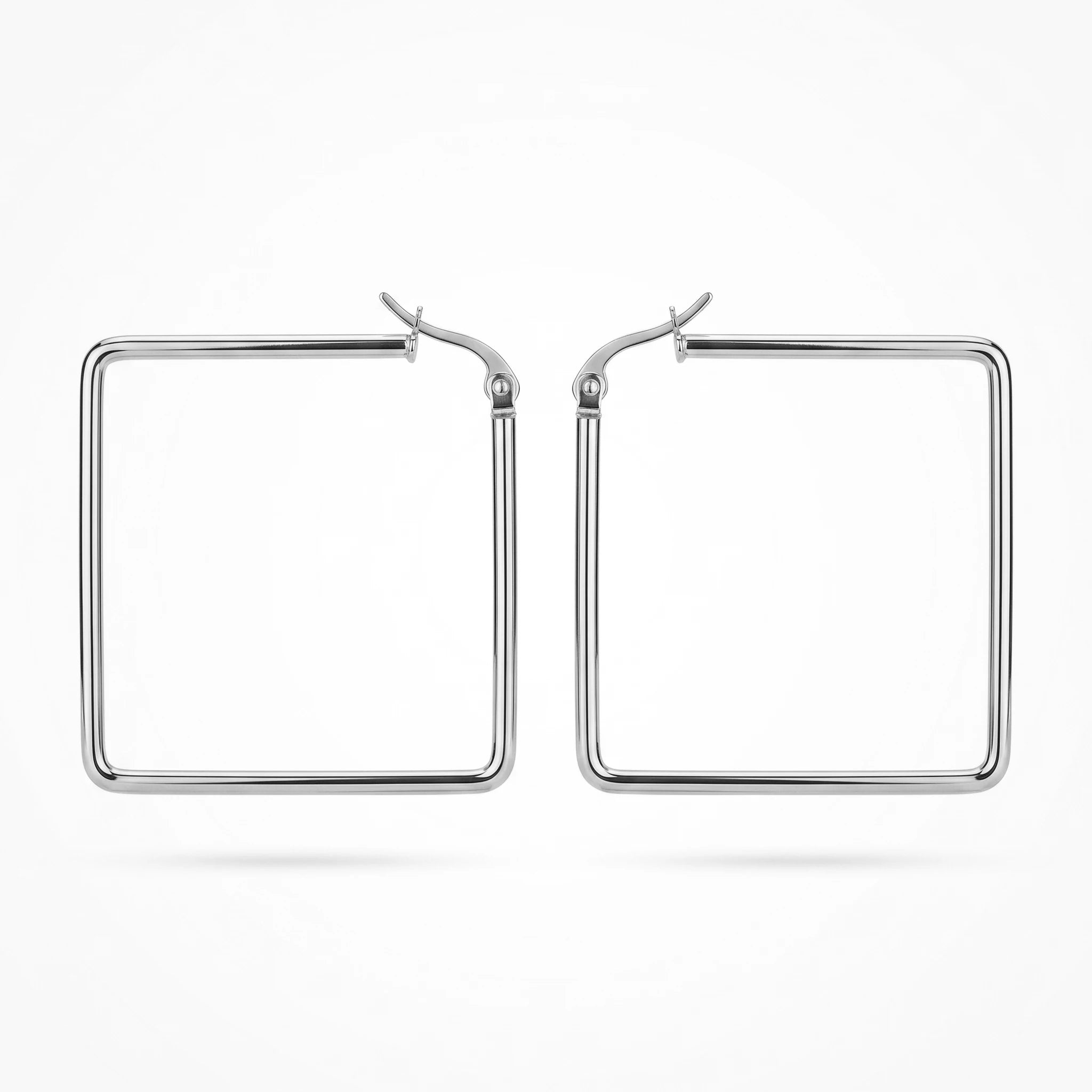 QIAOREN12319 Elegant 90s Retro Square Hoops Gold Stainless Steel Sleek Geometric Thin Tube Statement Hoop Earrings Gift Women