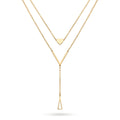 QIAOREN 11257 Dainty Double Layer Heart Triangle Pendant Necklace 18K Gold Plated Stainless Steel Waterproof Jewelry