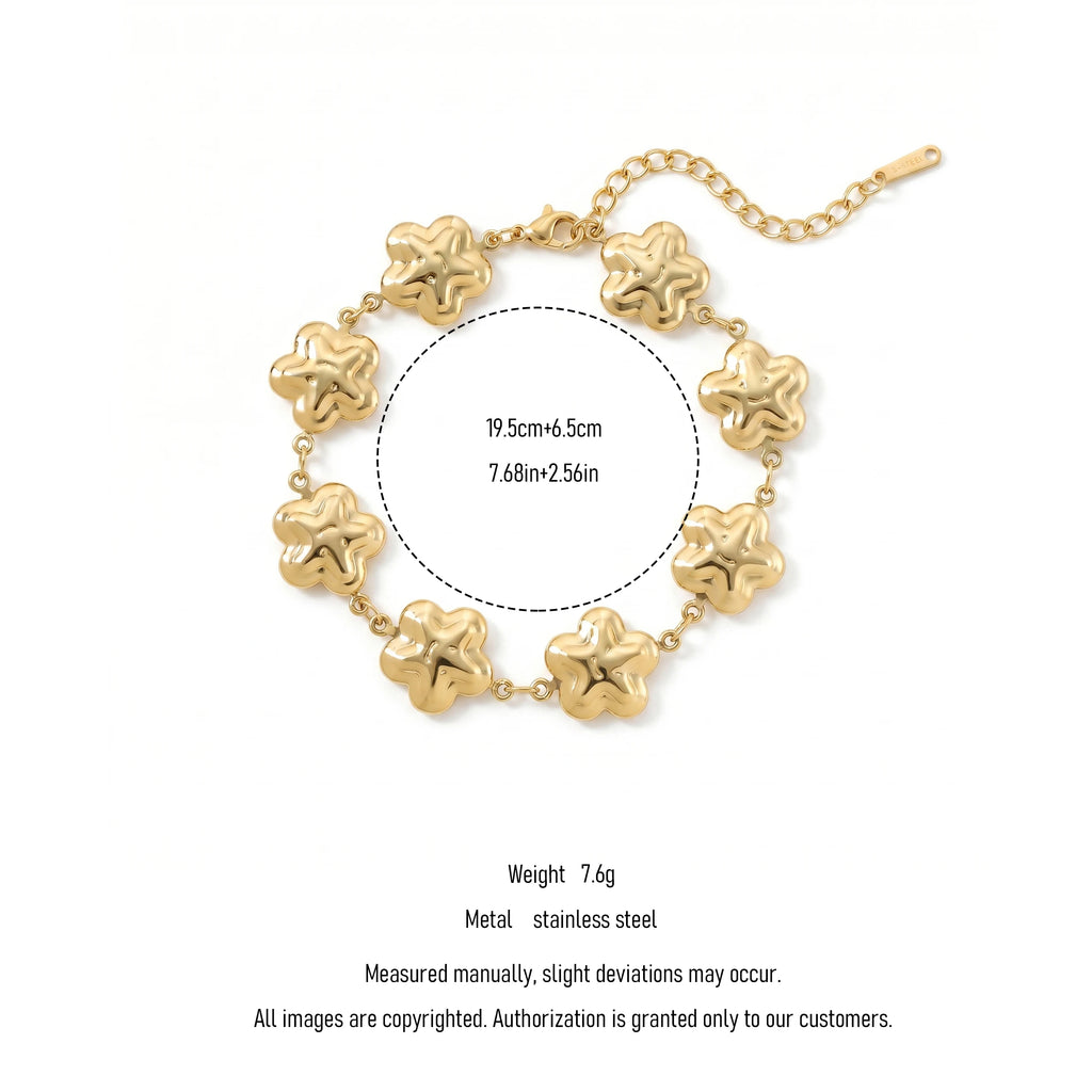 QIAOREN 12065 18K Gold Plated Stainless Steel Beaded Bracelet Zircon Adjustable Extension Chain Women's Elegant Daily Jewelry