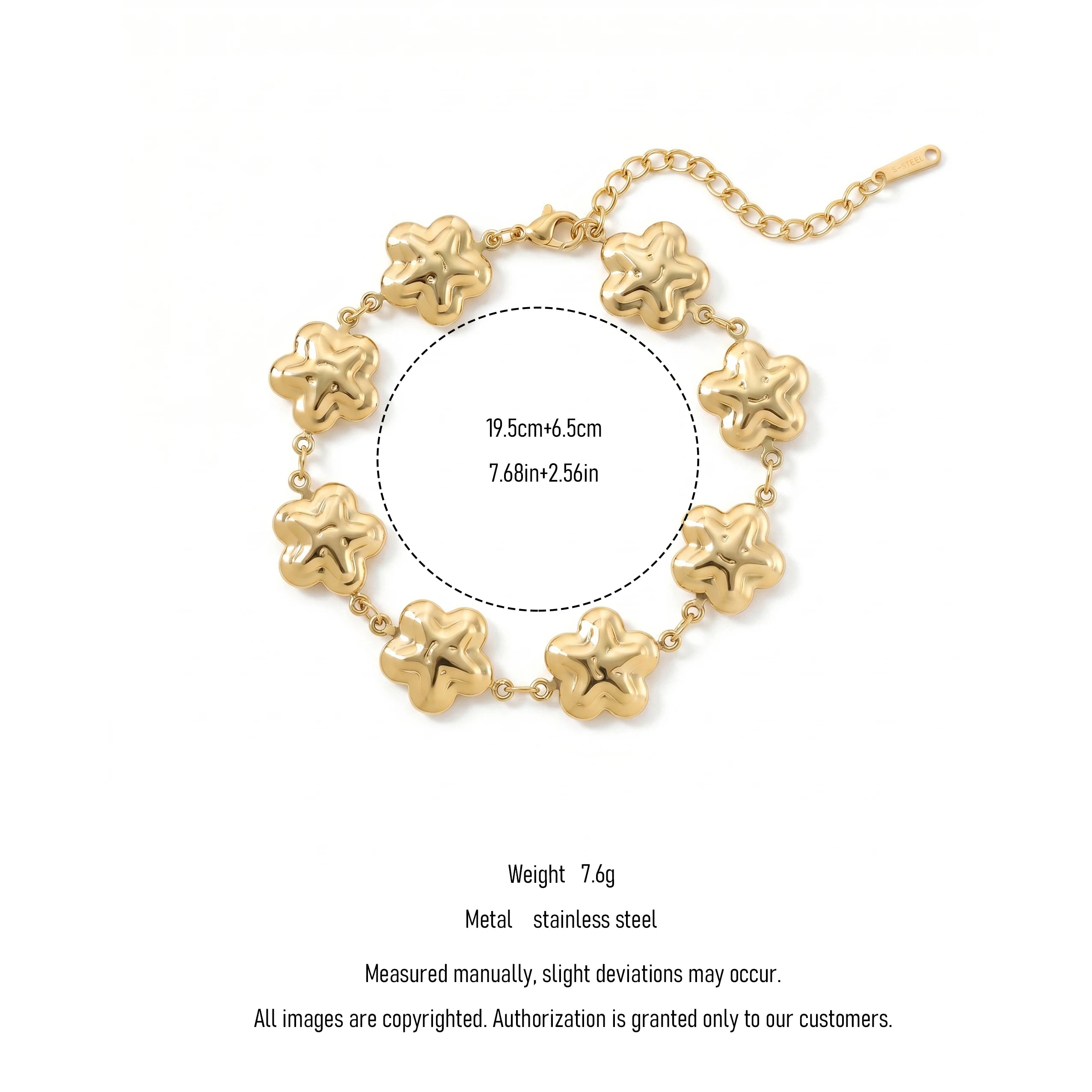 QIAOREN 12065 18K Gold Plated Stainless Steel Beaded Bracelet Zircon Adjustable Extension Chain Women's Elegant Daily Jewelry